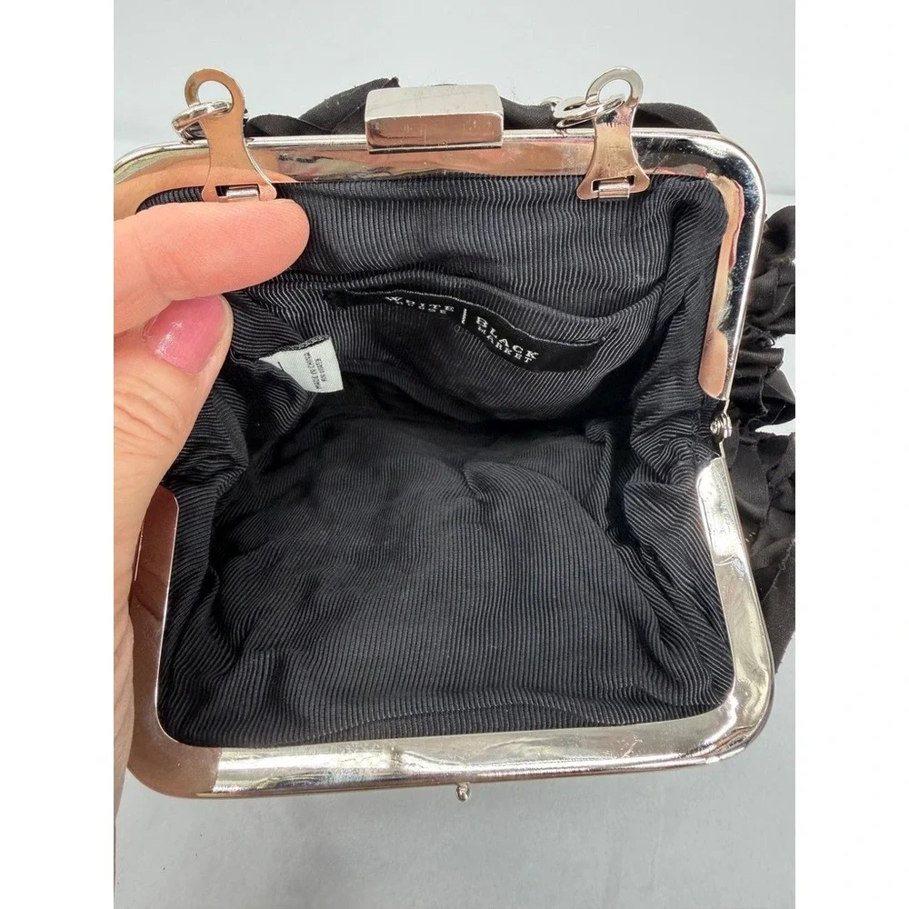 White House Black Market Clutch Rosette Ruffle Evening Cocktail Bag Elegant SM